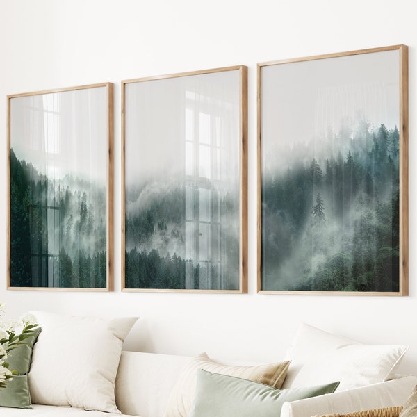 Foggy Forest Print Set: Misty Scandinavian Nature Photo