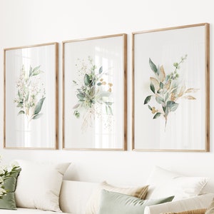 Botanical Prints Set of 3 Flower Art, Above Bed Decor, Wildflower Art Set, Watercolor Flower, New Home Gift, Floral Art Watercolor Greenery