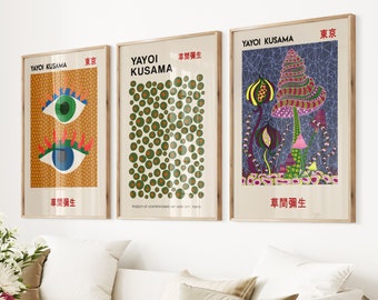 Yayoi Kusama Exhibition Prints: Japanese Museum Art, Set of 3