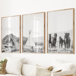 Black White Desert Utah Park Set Of 3 Travel Photo Poster Wild Horse Photo Modern Desert Boho Southwestern Poster Horseshoe Canyon Wall Art