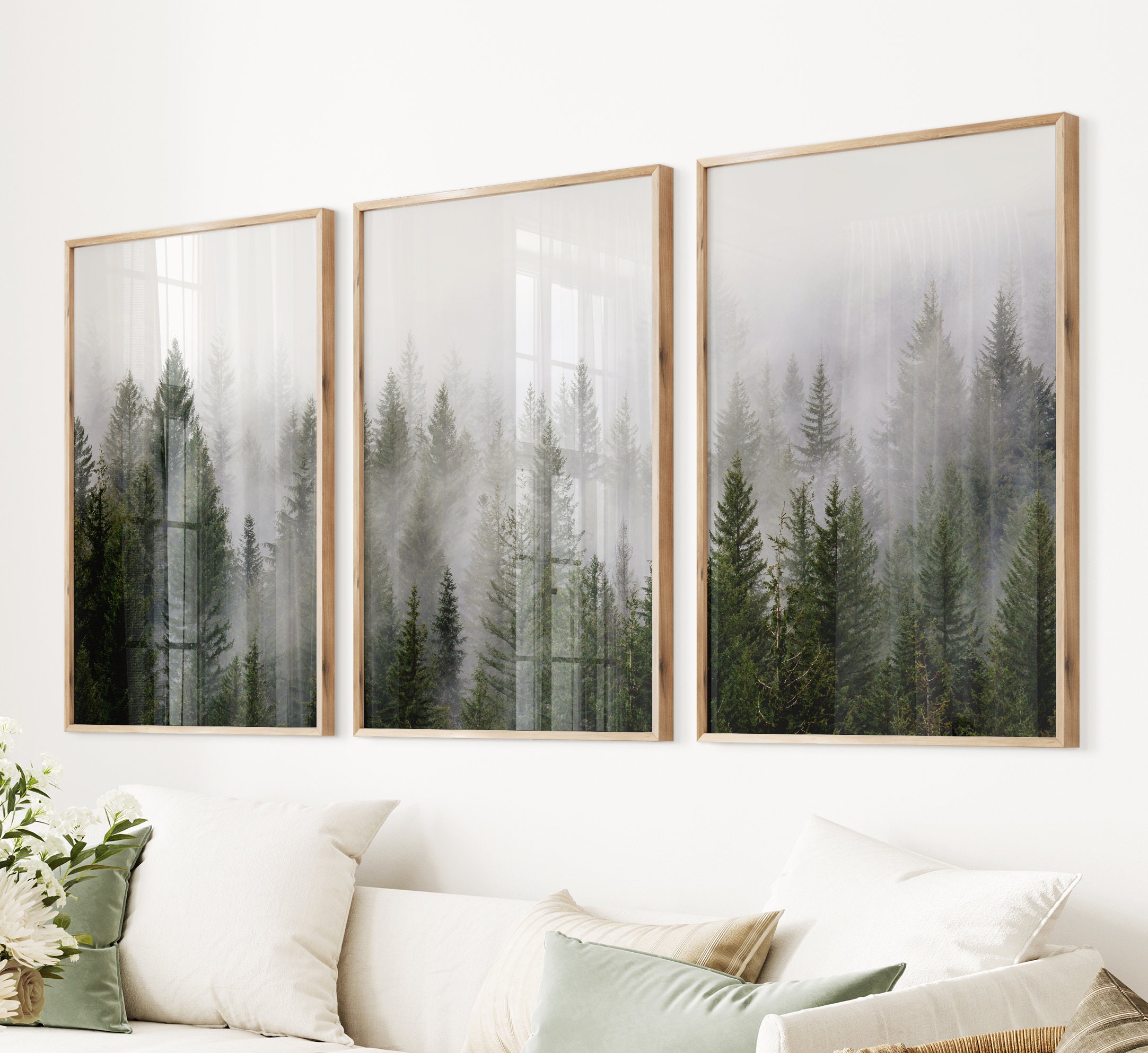 Foggy Forest Prints Set of 3: Misty Pine Tree Giclee Posters - Etsy