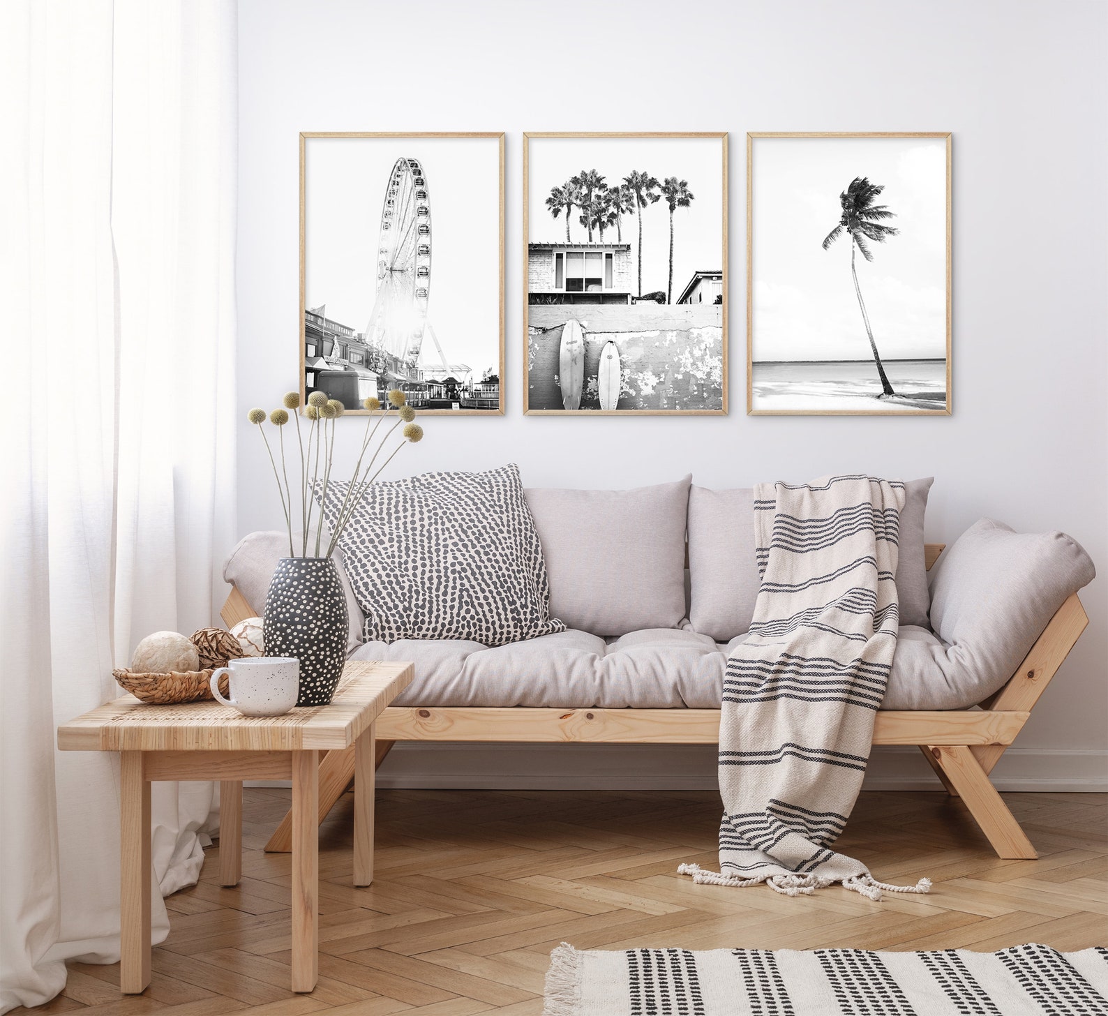 Black and White Beach Print Set Beach Life Print Large Surf Etsy