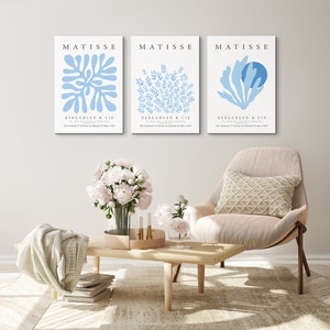 Set of 3 Blue Matisse Print, Above Bed Wall Decor, Trendy Posters Art ...