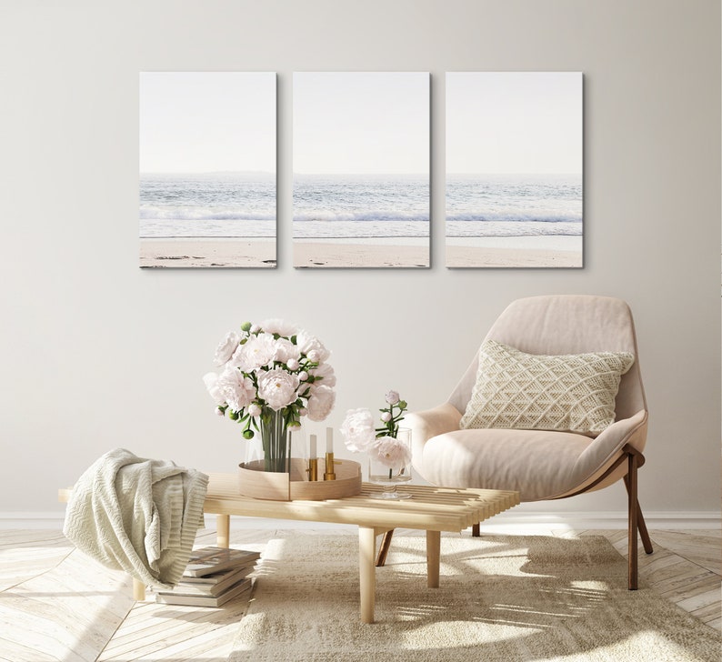 Beach Poster Set Pastel Coastal Art Seascape Print Set of 3 Etsy