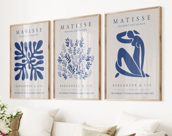 Henri Matisse Print Set: Navy Blue Museum Art, Trendy Exhibition