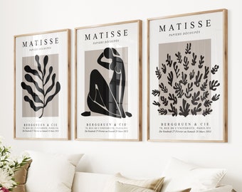 Henri Matisse Print Set: Beige & Black Modern Wall Art