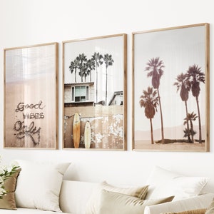 Coastal Beach Print Set: Boho Palm Tree Wall Art