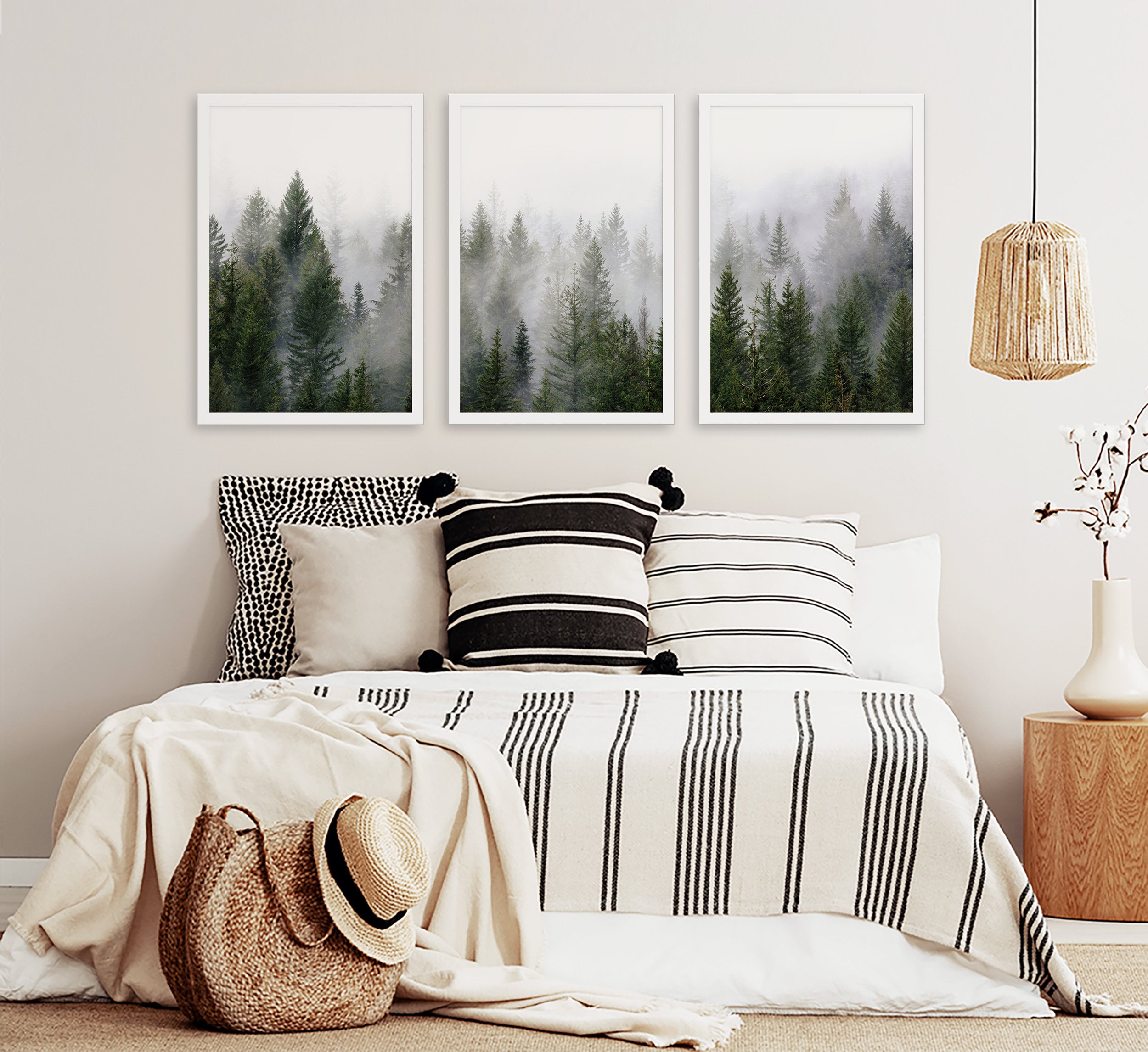 Foggy Forest Prints Set of 3: Misty Pine Tree Giclee Posters - Etsy