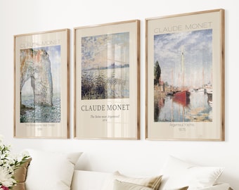 Claude Monet Print Set of 3: Museum Exhibition Wall Art