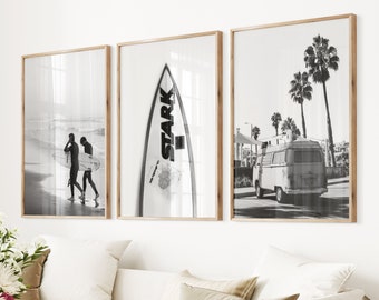 Black and White Surf Prints Set: Modern Coastal Wall Art
