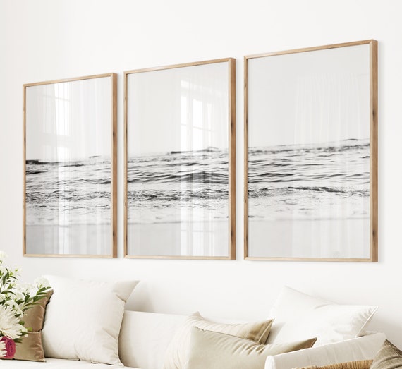 Black Sea Waves Art Print Set: California Coastal Photo Triptych