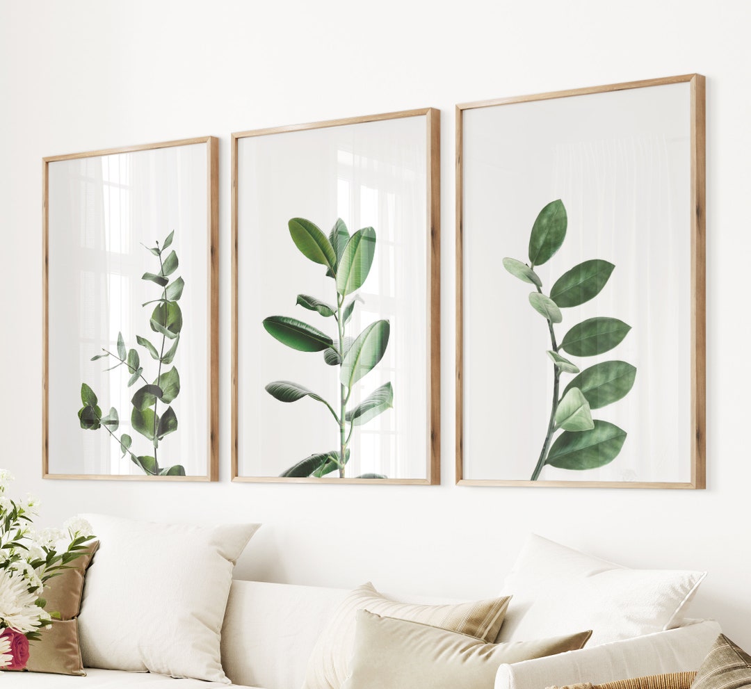 Green Leaf Botanical Art Prints: Modern Tropical Home Decor Set - Etsy