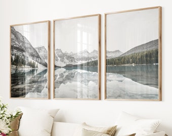 Mountain Landscape Photo Prints Set: Moraine Lake Nordic Wall Art