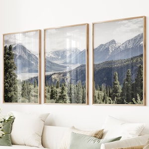 Mountain Forest Art Print Set: National Park Landscape, Modern Nature Wall Art