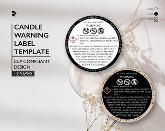 CLP Label Template, Candle Warning Labels, DIY Candle Warning Label,  Digital Download, Printable Label, Customisable Warning Labels