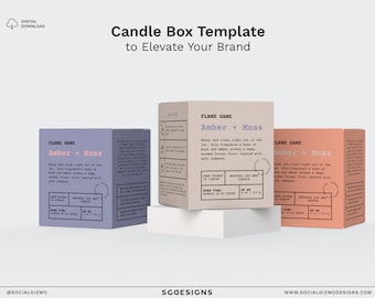 Editable Candle Box Template Canva, Candle Packaging Template, Modern Apothecary Candle Box Design, DIY Candle Packaging 045