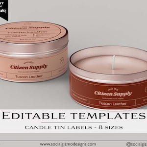 Retro DIY Candle Tin Labels, Wrap around Candle Tin Label Templates, Editable Retro Candle Label, Pink Candle Labels, Digital Download