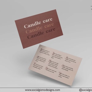 Candle Care Card Template, Editable Care Card for Candles, Printable Candle Care Card, Candle Care Guide, Modern Candle Care Card