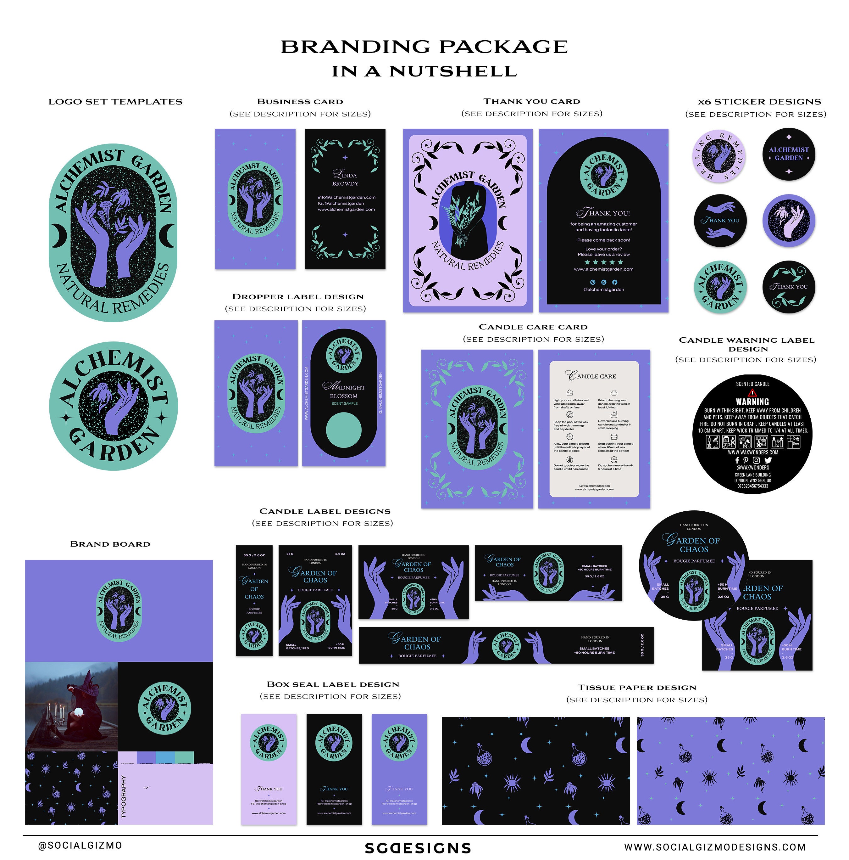 Witchy Candle Branding Kit Purple Witchy Branding Kit for Etsy