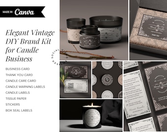 DIY Apothecary Branding Kit for Candle business, Vintage Candle Branding Templates, Elegant Alchemy Candle Branding Kit, Dark Vintage, #012