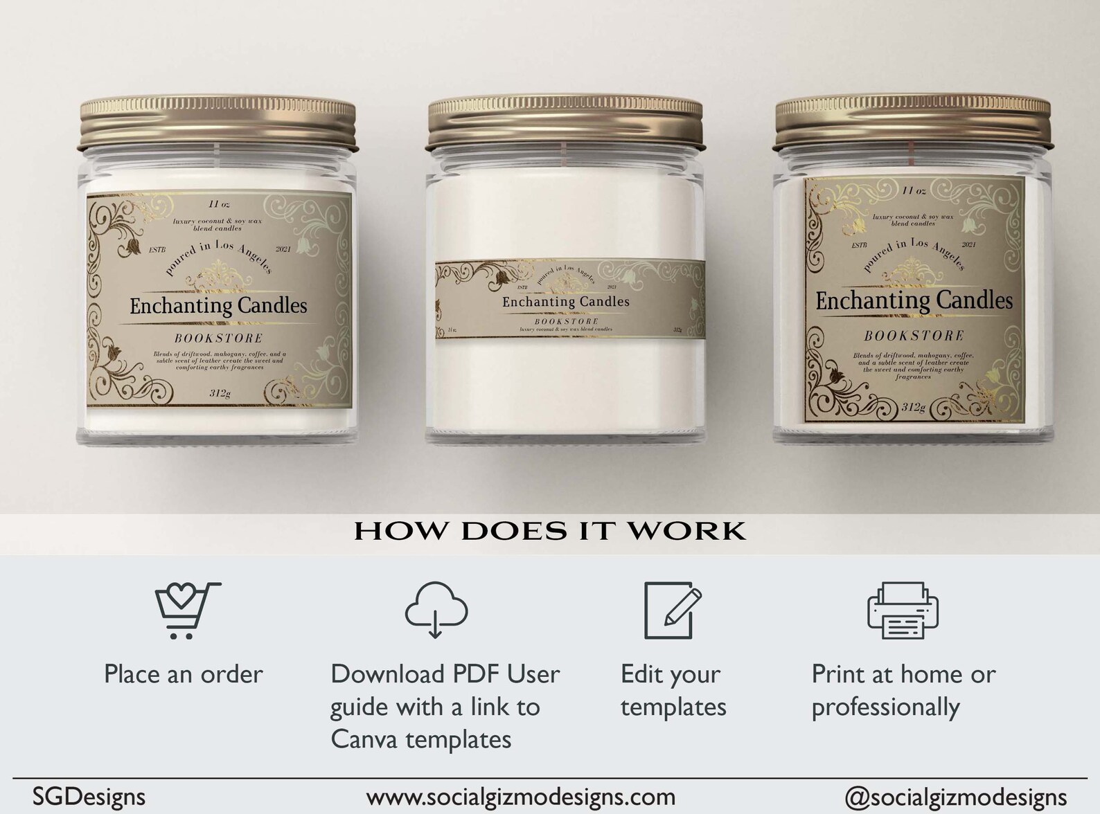 Elegant Candle Labels Apothecary Candle Label Templates Etsy