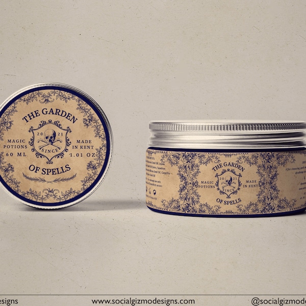 Editable Apothecary Body Product Labels, Vintage Body Butter Label Template, Wrap Around Apothecary Jar Labels, DIY Vintage Jar Labels