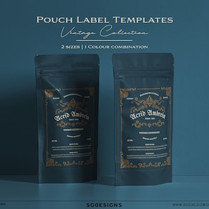 Vintage Pouch Label Template, DIY Apothecary Pouch Label, Bath Soak Pouch Labels, Witch Pouch Label Template, DIY Bath Salt Label #040