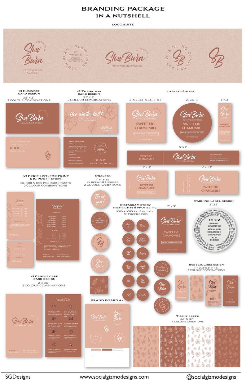 Branding Package for Candle business, Modern Branding Kit for Candles, DIY Branding for Small Candle Business, Digital Download, Boho Brand image 8