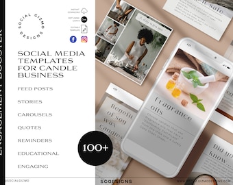 Candle Business Posts for Instagram, Candle Business Social Media Posts Templates, Candle Instagram, Engagement Booster Instagram Posts