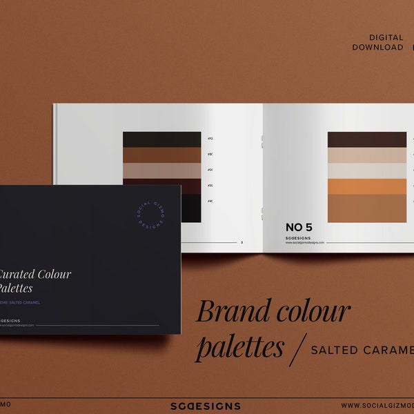 Brand Color Palette, Caramel Brand Color Palette, Rich Brown Colour Scheme, Brand Colors, Printable Colour Palette Booklet, Color Schemes