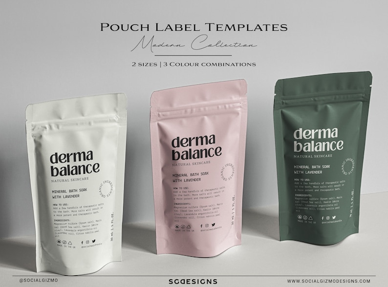 DIY Pouch Label Templates White Pouch Label Modern Pouch Etsy