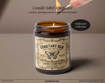 Vintage Butterfly Candle Label Template: Gothic Apothecary Jar Label, Witchy Ornate Editable Canva Design #069