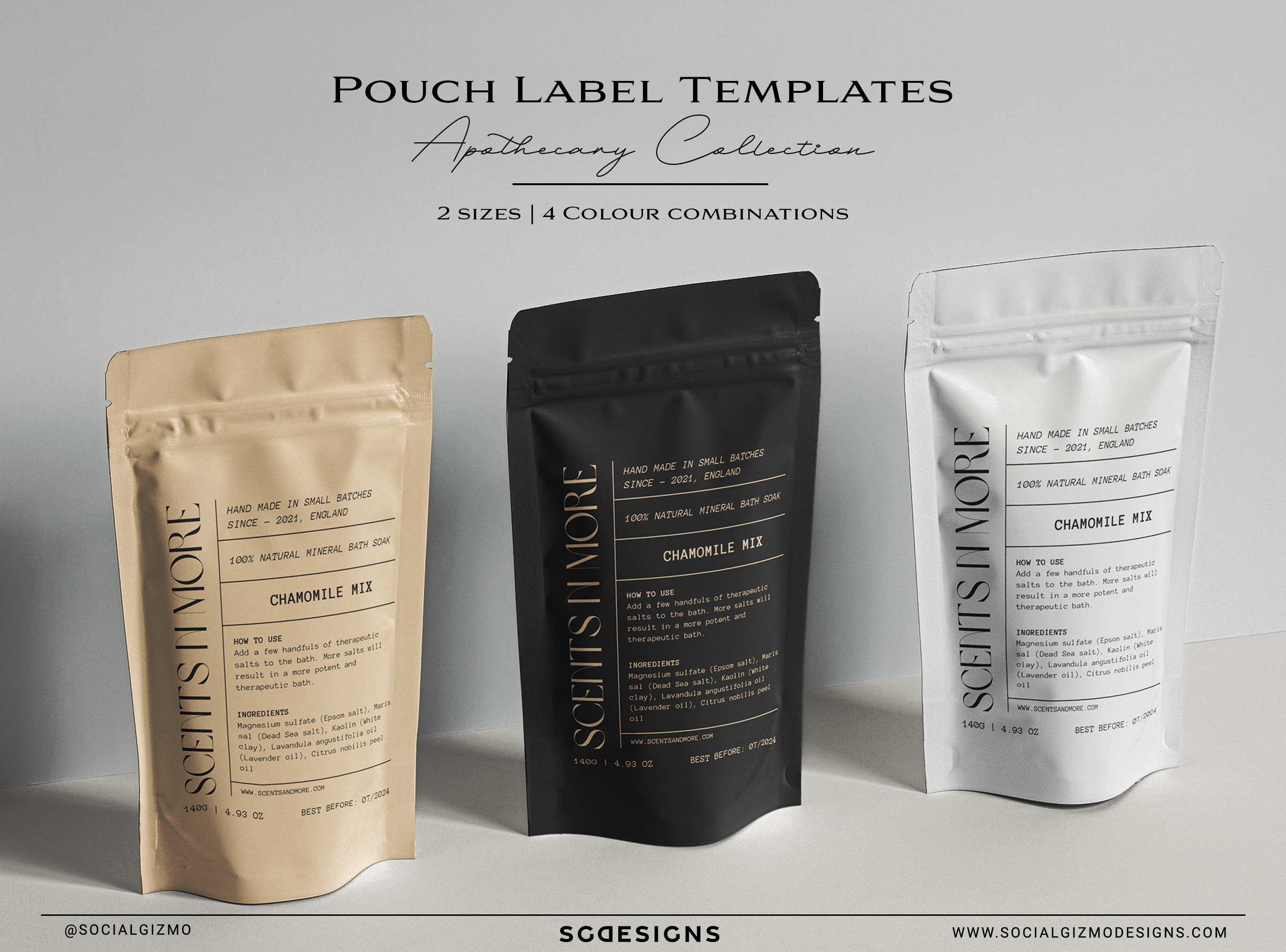 Editable Pouch Label Template Black Pouch Label Modern Bath - Etsy
