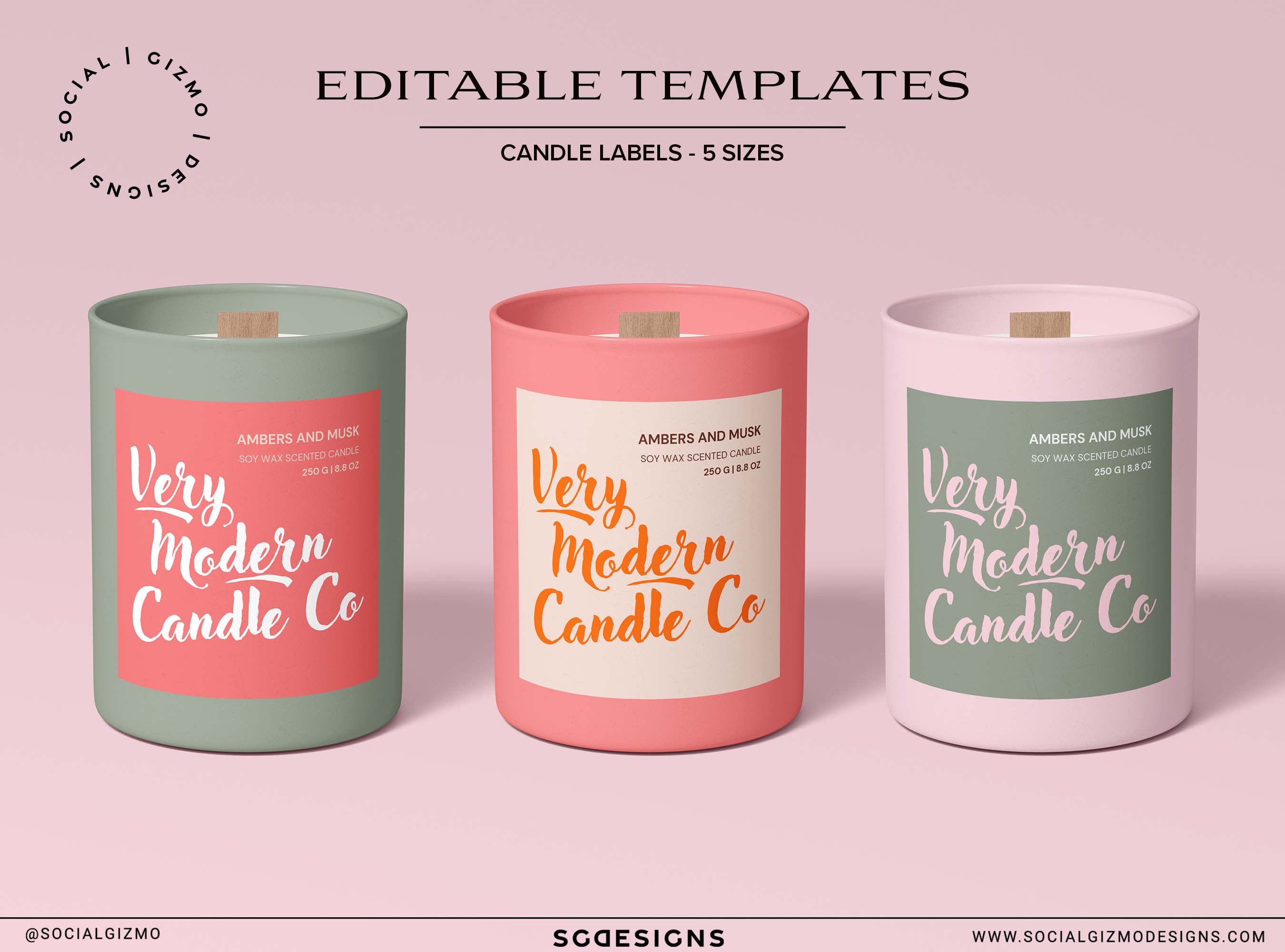 Editable Bold Candle Labels, Modern Candle Label Templates, Tin Candle
