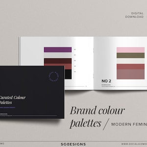Brand Color Palette, Feminine Brand Color Palette, Sophisticated Colour Schemes, Brand Colors, Printable Colour Palette Booklet, Brand Kit