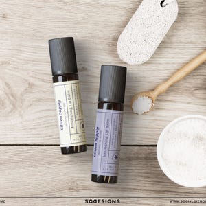 Lip balm label template in modern retro style, cosmetic packaging design for small beauty products, editable Canva template