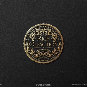 Royal Vintage Logo Design, Luxury Round Logo Design for Candles, Elegant Apothecary Logo, Luxury Gold Foil LogoLogo, Professional Logo