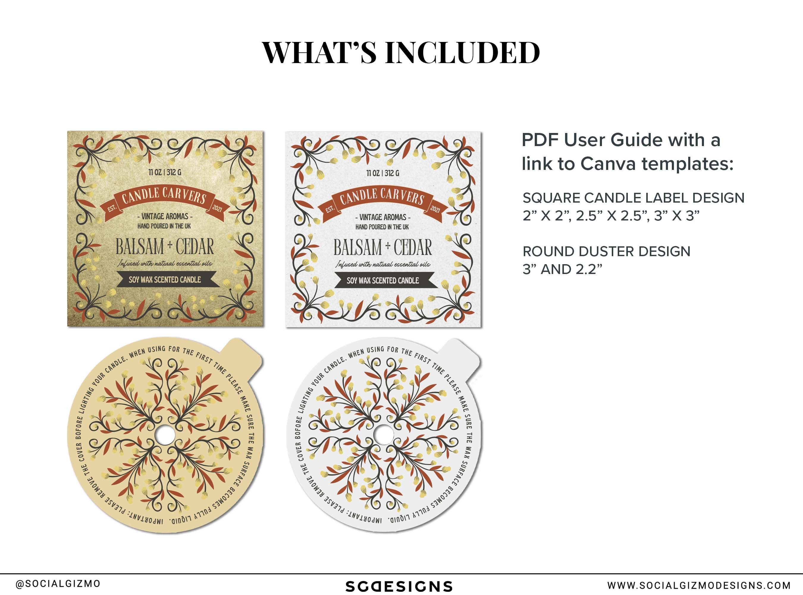 Editable Vintage Candle Labels, Apothecary Candle Label Templates, Botanical Candle Labels