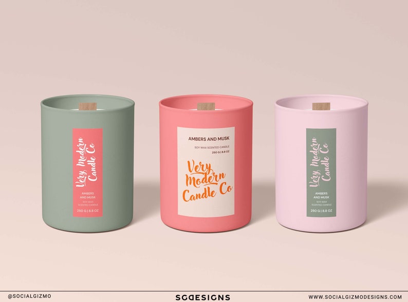 Editable Bold Candle Labels, Modern Candle Label Templates, Tin Candle