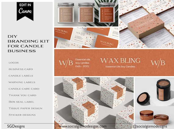 Modern Candle Branding Kit Templates, Terrazzo Candle Branding with Labels Packaging & Logo, Minimal Terrazzo Design Bundle