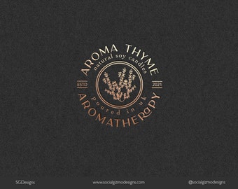 Botanische Kerze Logo-Design, Aromatherapie-Markenlogo, rundes Apotheker-Logo vorgefertigt, halbbenutzerdefiniertes Small Business-Logo