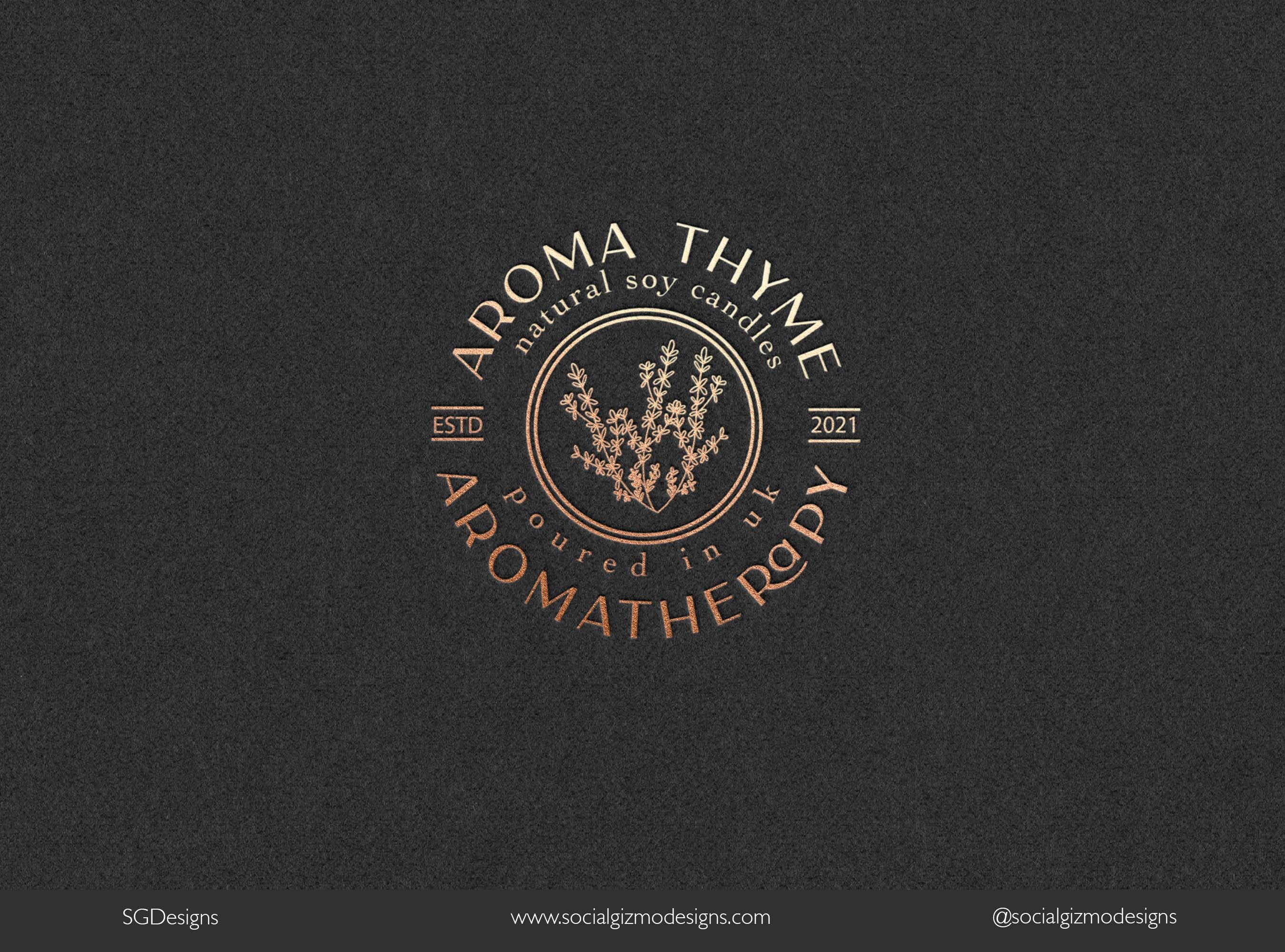 Round Thyme Logo for Candles Thyme Logo Design for Skincare Etsy UK