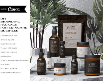 Minimal Apothecary Skincare Branding Kit Templates, DIY Canva Branding Package for Cosmetic & Body Care Business