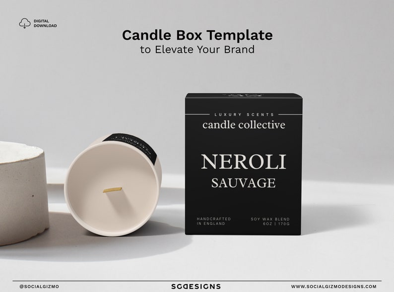 Minimal Candle Box Design Template, Black Candle Box Design, DIY Modern ...