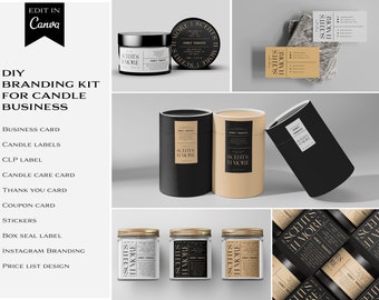 Luxe Minimal DIY Candle Branding Kit,  Black Branding Kit for Candles, DIY Modern Branding for Small Candle Business 017