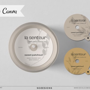 Minimal Candle Dust Cover Template: Editable Canva Labels