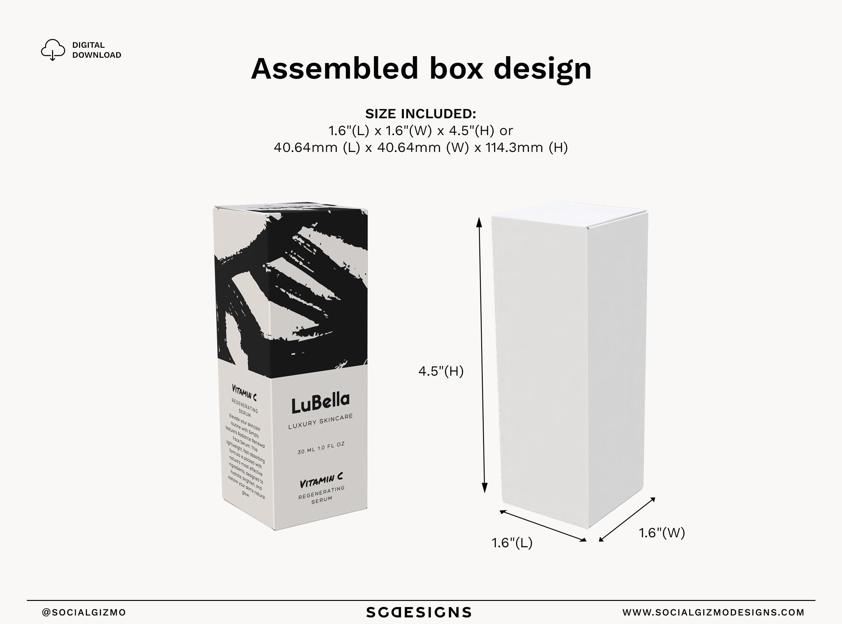 Secrum Box Design Minimal Dropper Box Template, Skincare Packaging Box, Modern Serum Box ...