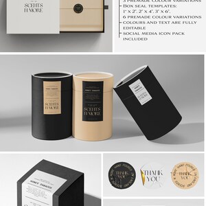 May include: A set of black and brown candle labels with gold lettering. The labels feature the text "SCENTS HMORE" and "HONEY TABACCO". The set also includes round and square stickers with the text "THANK YOU" and "SCENTS HMORE".