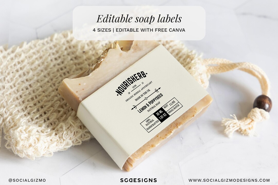 Editable Soap Label Template, Bold Vintage Wrap Around Belly Band ...
