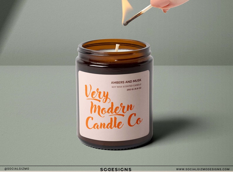 Editable Bold Candle Labels, Modern Candle Label Templates, Tin Candle